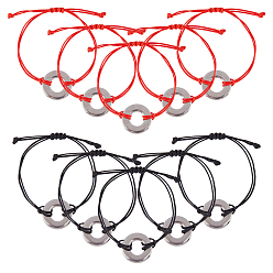 (52) Непрозрачная лаванда 10 шт. 2 цвета, экологически чистые корейские браслеты из вощеного полиэстера, плетеные из бисера, с 304 соединительными кольцами из нержавеющей стали, пончик, разноцветные, внутренний диаметр: 3-1/8 дюйм (8 см), 5 шт / цвет