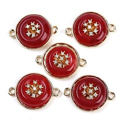 (123L) Белый крем непрозрачный блеск Окрашенный натуральный белый нефрит плоские круглые звенья, латунь с покрытием из прозрачного кубического циркония, золотые, огнеупорный кирпич, 14x19.5x5.5 мм, отверстие : 1.5 мм