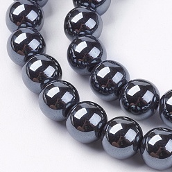 Black Non-Magnetic Synthetic Hematite Beads Strands, Grade AA, Round, Black, Black, 8mm, Hole: 2.5mm, about 53pcs/strand