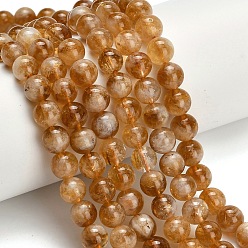 Цитрин Нагретые нити из натуральных цитриновых бусин, круглые, круглые, 8 мм, отверстие : 0.7 мм, около 48 шт / нитка, 15.35 дюйм (39 см)