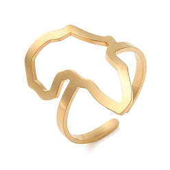 Настоящее золото 18K Полая карта африки 304 открытые манжеты из нержавеющей стали для женщин, реальный 18 k позолоченный, 22 мм