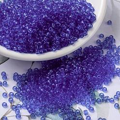 (RR159D) Transparent Cornflower Blue Миюки круглые бусины рокайль, японский бисер, (rr 159 d) прозрачный васильковый, 8/0, 3 мм, отверстие : 1 мм, Около 422~455 шт / 10 г