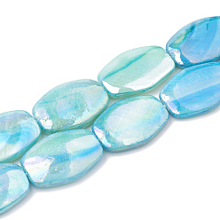 Бледно-бирюзовый Ab color пресноводная оболочка из бисера, окрашенные, прямоугольные, бледные бирюзовая, 21x15x3~4 мм, отверстие : 1 мм, около 19 шт / нитка, 15.3 дюйм