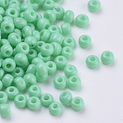 Aquamarine Baking Paint Glass Seed Beads, Round, Aquamarine, 3x1.5~3mm, Hole: 1mm, about 10000pcs/bag, about 450g/bag