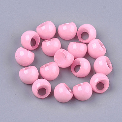 Pink Непрозрачный, как пластиковые подвески, бусины судзумару, круглые, розовые, 10x9.5x9 мм, Отверстие : 4 мм , около 1600 шт / 500 г