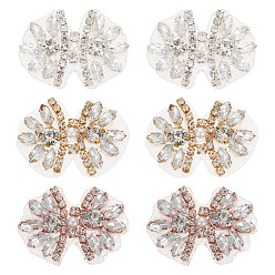 (52) Непрозрачная лаванда 6шт 3 цвета сплава со стеклянными стразами бант, разноцветные, 34x48x6.5 мм, 2 шт / цвет