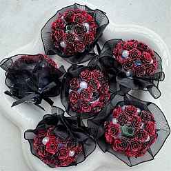 Темно-Красный 5шт акриловые бусины, с ABS имитации жемчуга, цветок, темно-красный, 30x25 мм, 5 шт / комплект