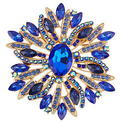Сапфир 1броши из поликарбонатного сплава со стразами, цветок, сапфир, 61x63 мм