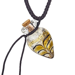 Желтый Подвеска в виде флакона духов с эфирным маслом ручной работы в виде лампворка, регулируемое колье из плетеного шнура, ожерелье-свитер для женщин, желтые, 17.72~26.8 дюйм (45~68 см)