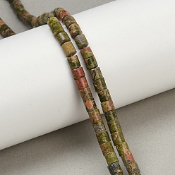 Унакит Природные Unakite бисер нитей, колонка, 4~4.5x4~4.5 мм, отверстие : 0.8 мм, около 97 шт / нитка, 16.14'' (41 см)