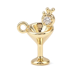 Настоящее золото 18K Латунные микропаве прозрачные кубические циркониевые подвески, бокал, без кадмия, без никеля и без свинца, реальный 18 k позолоченный, 13.5x9x6.5 мм, отверстие : 1.2 мм