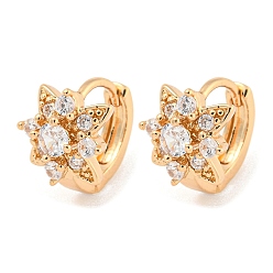 Light Gold Латунные серьги-кольца из прозрачного кубического циркония, цветок, золотой свет, 12.5x10 мм