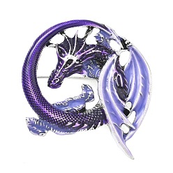 Темно-Фиолетовый Значки из сплава пеликозавров с эмалью для рюкзака и одежды, античное серебро, темно-фиолетовый, 51x44 мм