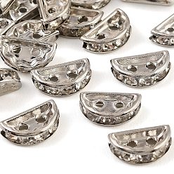 Платина Латунные хрустальные стразы, разделительные планки, полукруглый, 2-луночное, платина, 12.5x3.5x7 мм, отверстие : 1.4 мм