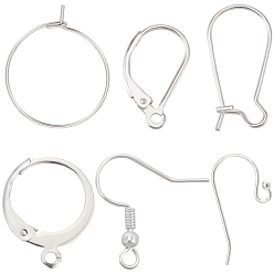 Нержавеющая Сталь Цвет 120шт. 6 стиль 304 и 316 фурнитура для сережек из хирургической нержавеющей стали, серьги-кольца и защелки, фурнитура и крючки для сережек, цвет нержавеющей стали, 14.5~21x10~19.5 мм, штифты : 0.6~0.7 мм, 20 шт / стиль
