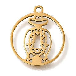 Золотой 201 подвески из нержавеющей стали, плоские круглые прелести, золотые, 17x15x1 мм, отверстие : 1.5 мм