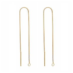 Настоящее золото 18K 925 Результаты серьги стерлингового серебра, ушные резьбы, коробка цепи, реальный 18 k позолоченный, 100x0.65 мм, отверстие : 1~2 мм