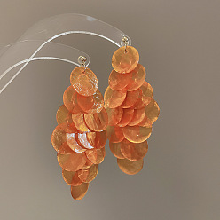 Шоколадный Серьги с болтами, плоско-круглые, с булавками стерлингового серебра, цвет шоколада, 86x40 мм