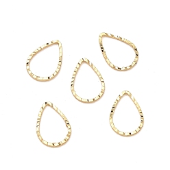 Teardrop Фактурные латунные соединительные кольца, реальный 18 k позолоченный, слеза, 10x7x0.8 мм, Внутренние размеры: 9x6 mm
