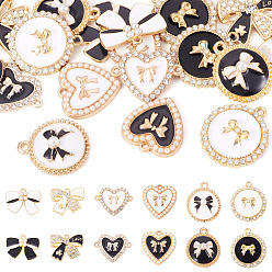 (52) Непрозрачная лаванда 24 шт 12 стили подвески из сплава эмали, разнообразные, разноцветные, 17~24x19~23x2.5~6.5 мм, отверстие : 1.4~2 мм, 2 шт / стиль