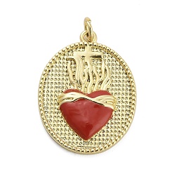 Настоящее золото 18K Латунь эмаль подвески, сердце, долговечный, стойки покрытие, без свинца и без кадмия, ионное покрытие (ip), с целью перехода в кольце, реальный 18 k позолоченный, 25.5x19.5x3.5 мм