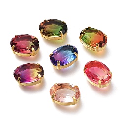 (52) Непрозрачная лаванда Шить на горный хрусталь, стекло горный хрусталь, с золотыми тонами латунных зубьев, аксессуары для одежды, овальные, граненые, разноцветные, 18x13x8 мм, отверстие : 0.8 мм