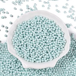 Бледно-бирюзовый Бисер из стекла , непрозрачных цветов, круглые, бледные бирюзовая, 3.5~4x3~3.5 мм, отверстие : 0.8~0.9 мм, Около 4500 шт / фунт