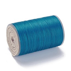 Teal Round Waxed Polyester Thread String, Micro Macrame Cord, Twisted Cord, for Leather Sewing Stitching, Teal, 0.3~0.4mm, about 174.98 Yards(160m)/Roll