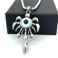 Нержавеющая Сталь Цвет Винтажные ожерелья из нержавеющей стали в стиле хип-хоп с кулоном «Сглаз» для мужчин и женщин, цвет нержавеющей стали