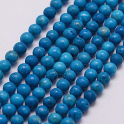 Magnesite Natural Magnesite Beads Strands, Round, Dyed, 3mm, Hole: 0.5mm, about 125pcs/strands