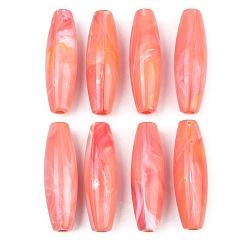 Светло-Коралловый Непрозрачный акрил европейского бисера, рис, большое отверстие шарик, свет коралловый, 60.5x18.5 мм, отверстие : 6 мм, о 140 шт / 500 г.