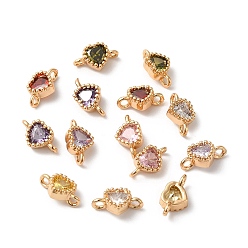 (52) Непрозрачная лаванда Латунные подвески для стеклянных соединителей, без никеля , сердечные ссылки, золотые, разноцветные, 9x5x3 мм, отверстие : 1.2 мм