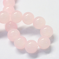 Pink Baking Painted Imitation Jade Glass Round Bead Strands, Pink, 10~10.5mm, Hole: 1.5mm, about 85pcs/strand, 31.4 inch