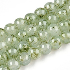 Dunkles Seegrün Backlack Glasperlenstränge, Nachahmung weißer Jade, Runde, dunkles Seegrün, 8~8.5 mm, Bohrung: 1.2 mm, ca. 104~108 Stk. / Strang, 30.31~31.5 Zoll (77~80 cm)