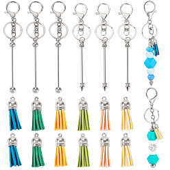 Платина Наборы для самостоятельного изготовления брелоков из сплава и алюминиевого сплава с бусинами, с подвеской-кисточкой из искусственной замши, платина, 157 мм