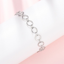 Нержавеющая Сталь Цвет 304 браслеты-цепочки с кольцами из нержавеющей стали, цвет нержавеющей стали, 7-3/8 дюйм (18.6 см)