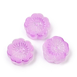 Орхидея Прозрачные стеклянные бусины, цветы, спекающийся лак, сиреневые, 14x14.5x5.5~6 мм, отверстие : 1.2 мм