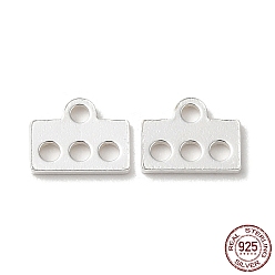 Серебро 925 звенья компонентов люстры из стерлингового серебра, 4-петлевой прямоугольный разъем, серебряные, 4.3x5.5x0.6 мм, отверстие : 1 мм