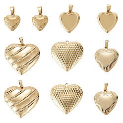 Настоящее золото 18K 10шт. 5 стили латунных подвесок в форме сердца ко Дню святого Валентина, без кадмия и без свинца, долговечный, стойки покрытие, реальный 18 k позолоченный, 15~29.5x13~29x4.5~7 мм, отверстие : 2~6x2~8 мм, 2 шт / стиль