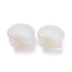White ABS Plastic Imitation Pearl Bead, Iridescent, Shell Shape, White, 12.5x14.5x7mm, Hole: 1.8mm