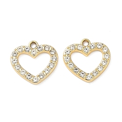 Золотой Подвески из сплава , сердце прелести, uv покрытие, со стразами, золотые, 17.5x18.5x2.5 мм, отверстие : 2 мм