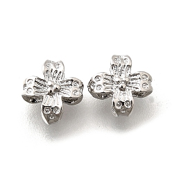 Платинированный Латунные бусины, без кадмия, без никеля и без свинца, цветок, Реальная платина, 6x6x3.5 мм, отверстие : 1 мм