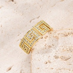 Настоящее золото 18K Кольца-манжеты для пальцев из латуни с микропаве из кубического циркония для женщин, без кадмия и без свинца, долговечный, квадратный, реальный 18 k позолоченный, 7.5 мм, размер США 6 (16.5 мм)