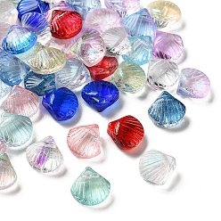 (52) Непрозрачная лаванда Окрашенные и нагретые прозрачные стеклянные бусины, формы раковины, с блеском порошок, разноцветные, 10x10.5x5.5 мм, отверстие : 1.1 мм