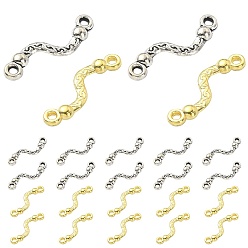 Античный Серебристый & Золотой 20 шт. 2 цвета, подвески для разъема из сплава, крутить ссылки, старинное серебро & золотой, 22.5x6x3 мм, отверстие : 1.5 мм, 10 шт / цвет