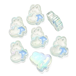 Васильковый УФ-покрытие Радужные радужные акриловые эмалевые бусины, с блеском порошок, кролик с сердцем, васильковый, 28x25x9 мм, отверстие : 3 мм