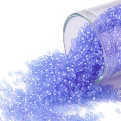 (13F) Transparent Frost Light Sapphire Toho perles de rocaille rondes, perles de rocaille japonais, (13 f) saphir transparent givré, 15/0, 1.5mm, Trou: 0.7mm, environ15000 pcs / 50 g