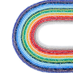 (52) Непрозрачная лаванда 18 пряди 18 цвета гальванических стеклянных бусин пряди, непрозрачный сплошной цвет, с покрытием AB цвета, граненые, рондель, разноцветные, 2.9~3.3x2 мм, отверстие : 0.8 мм, около 135~140 шт / нитка, 32~34 см, 1 прядь / цвет