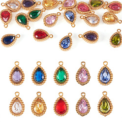(52) Непрозрачная лаванда 20 шт. 10 цвета 304 подвески из нержавеющей стали с микропаве из кубических цирконий, реальный 18 k позолоченный, слезинки, разноцветные, 10.5x6.5x3 мм, отверстие : 0.9 мм, 2 шт / цвет