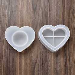Cœur Moules en silicone de stockage de poêle à encens bricolage, moules de résine, pour la résine UV, fabrication artisanale de résine époxy, cœur, 9.4~10.5x11~12x3.6~4.15 cm